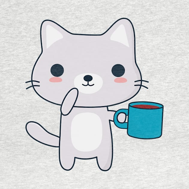 Cute Coffee Cat T-Shirt by happinessinatee